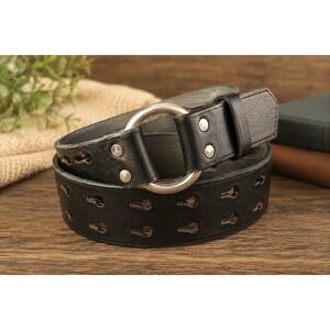Frye Men's Leather Belt Double Keyhole Cutouts Size Medium Western Rustic